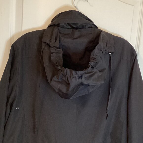 Alfani Womens Black Rain Coat Jacket Size L Hooded Lined Lightweight Windbreaker - Picture 10 of 11
